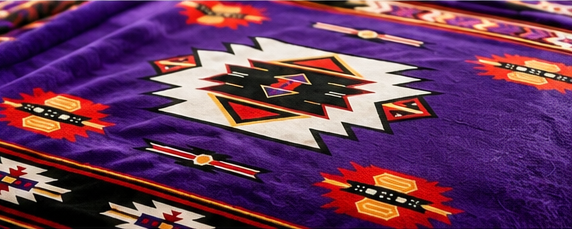 Purple Southwestern Geometric Luxury Plush Blanket