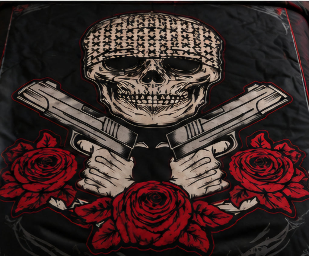 Black Skull & Red Roses Gothic Luxury Plush Blanket – Bold Dark Biker Style Bedding