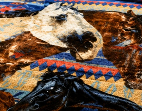 Majestic Horses Southwestern Luxury Plush Blanket