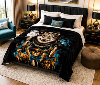 Mystic Wolf & Wildlife Luxury Plush Blanket