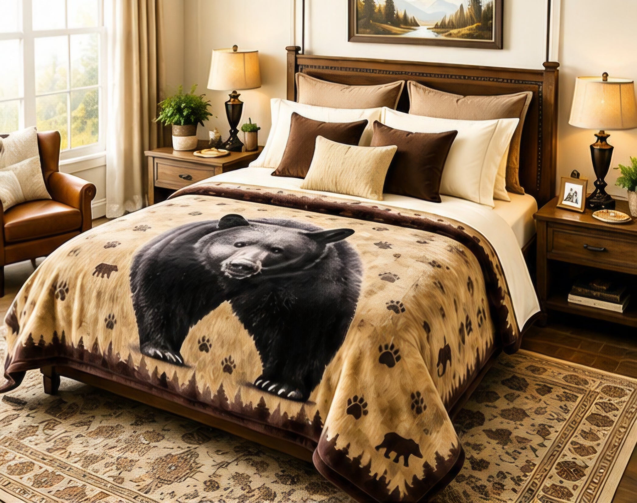 Majestic Black Bear Wilderness Luxury Plush Blanket