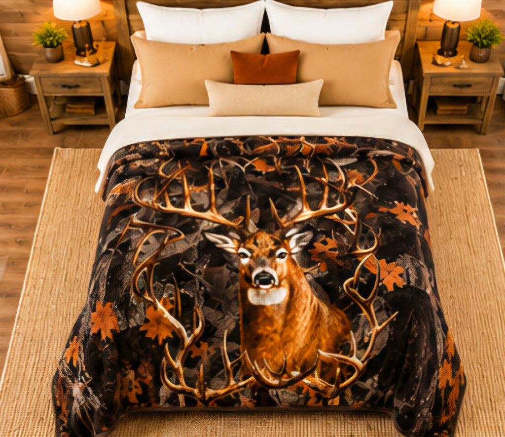 Majestic Deer & Autumn Forest Luxury Plush Blanket