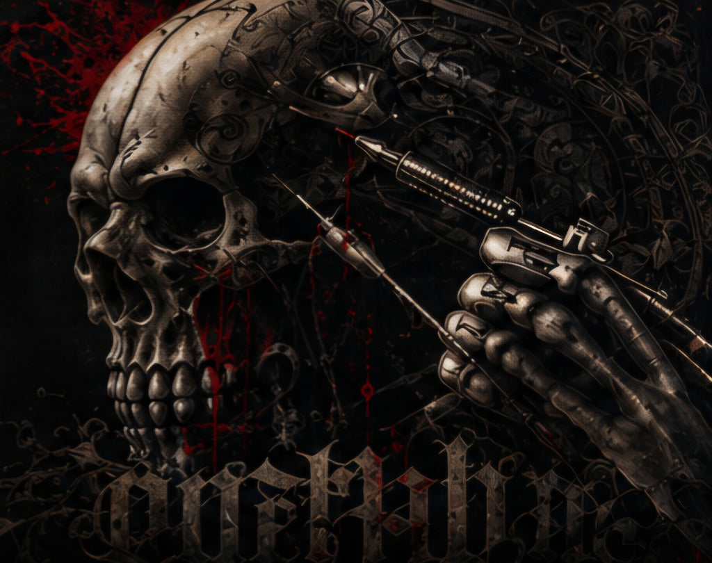 Dark Gothic Skull Revolver Luxury Plush Blanket – Black & Red Skull Statement Bedding