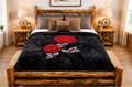 Black & Red Rose Floral Luxury Plush Blanket