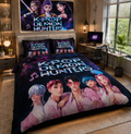 K-Pop Demon Hunters Inspired Luxury Plush Blanket – Neon Anime Music Fantasy Bedding