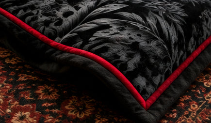 Black & Red Rose Floral Luxury Plush Blanket – Elegant Gothic Botanical Bedding