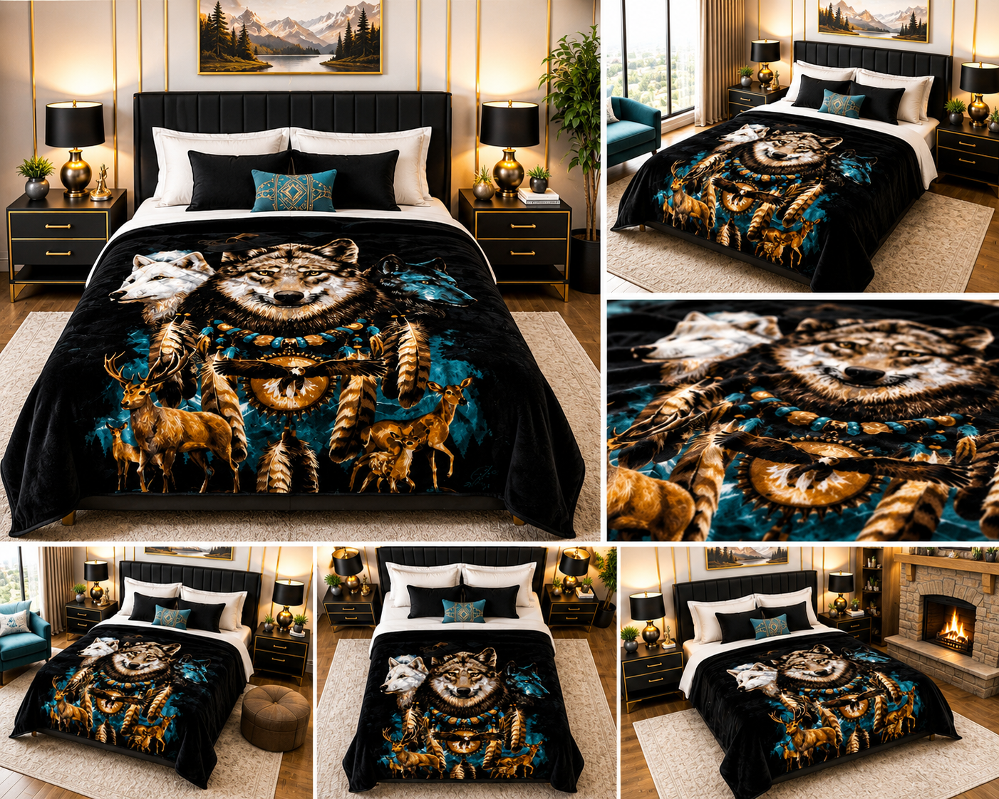Mystic Wolf & Wildlife Luxury Plush Blanket