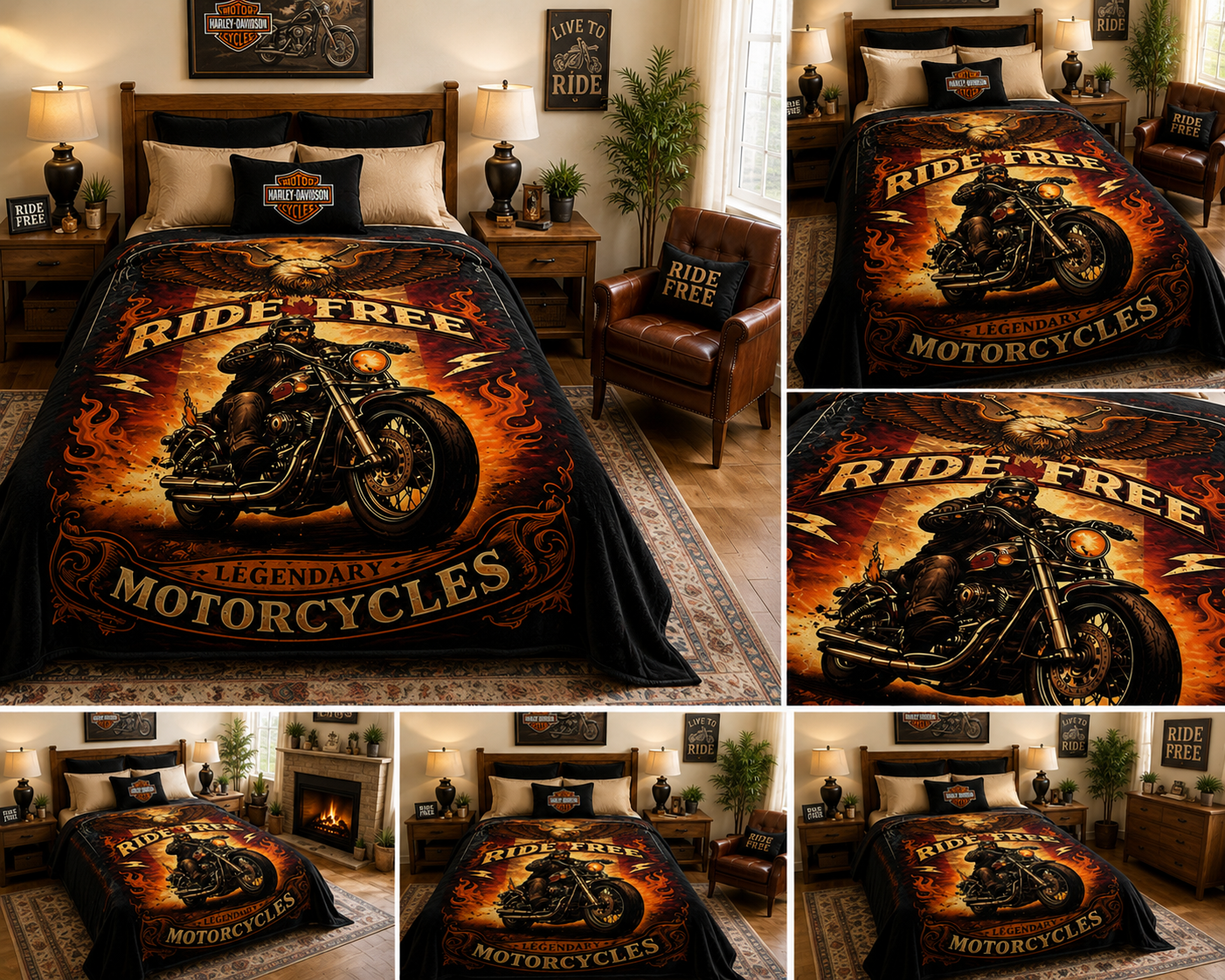 Ride Free Canadian Eagle Motorcycle Luxury Plush Blanket