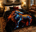 Midnight Fire Horse Luxury Plush Blanket