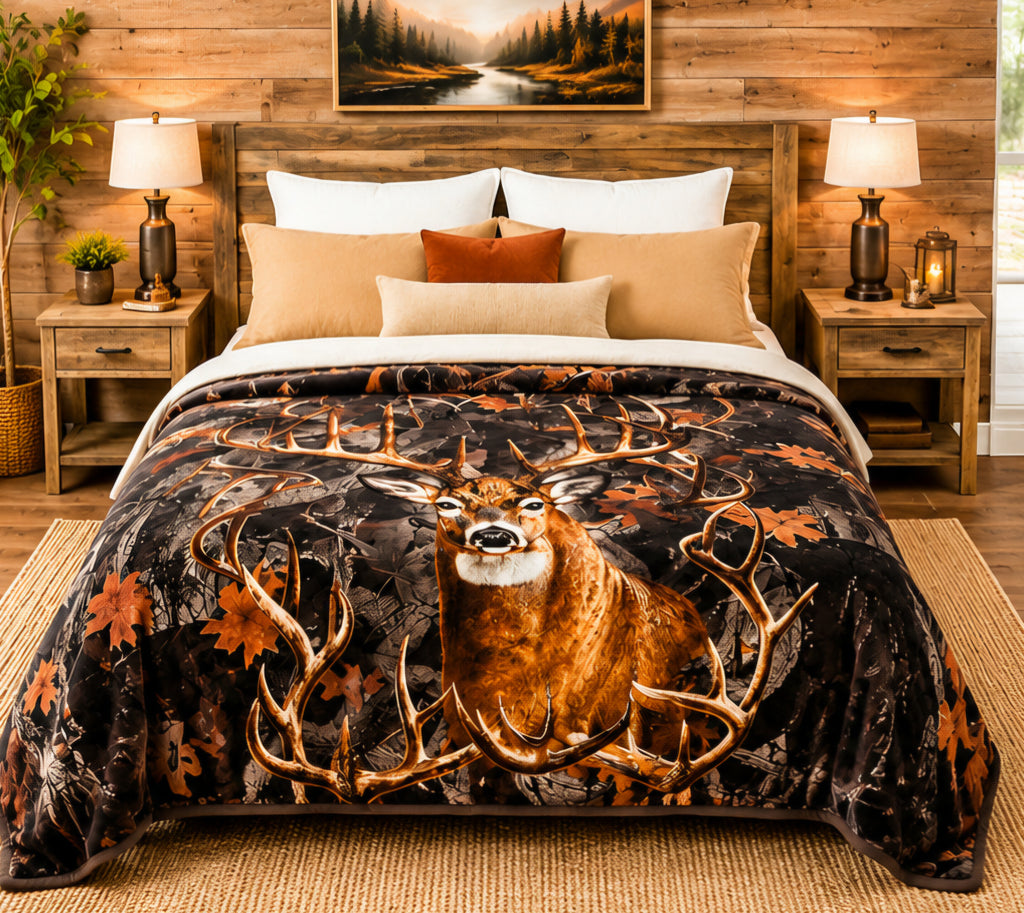 Majestic Deer & Autumn Forest Luxury Plush Blanket