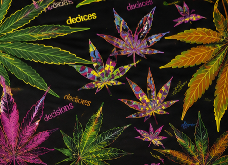 Neon Cannabis Leaf Comforter Set – Colorful Black Psychedelic Bedding
