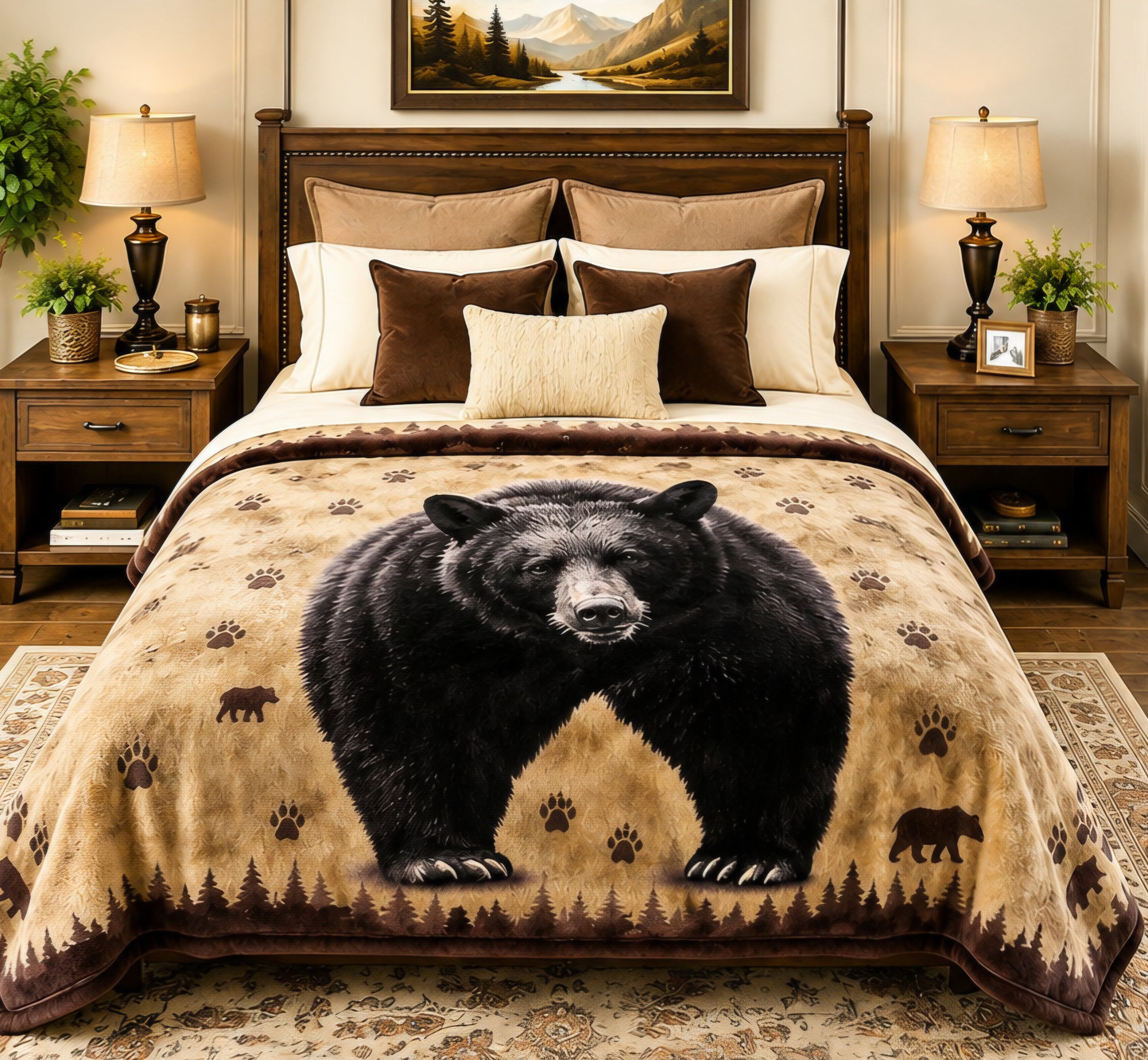 Majestic Black Bear Wilderness Luxury Plush Blanket