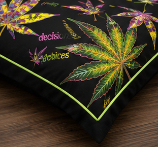Neon Cannabis Leaf Comforter Set – Colorful Black Psychedelic Bedding