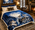 Moonlit Wolves Winter Wilderness Luxury Plush Blanket