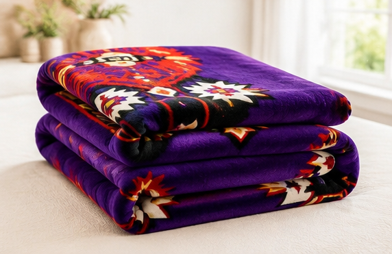Purple Southwestern Geometric Luxury Plush Blanket