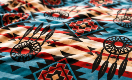 Turquoise & Red Bohemian Geometric Luxury Plush Blanket