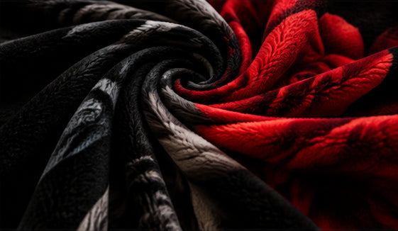 Black & Red Rose Floral Luxury Plush Blanket – Elegant Gothic Botanical Bedding