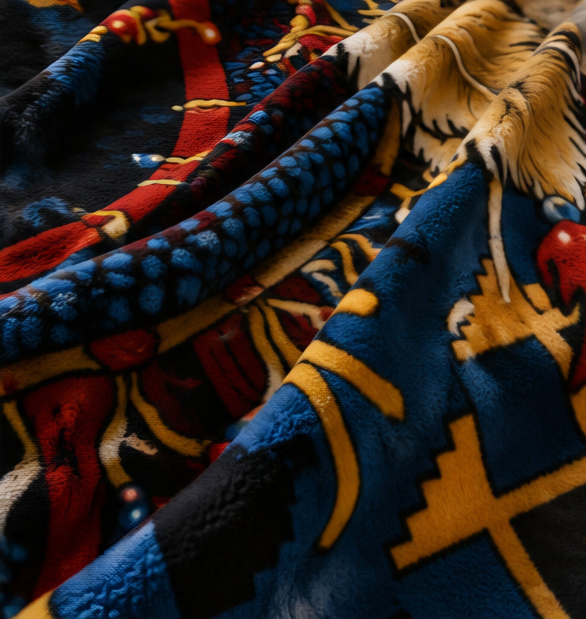 Native-Inspired Medicine Wheel & Feather Luxury Plush Blanket