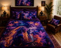 Purple Cosmic Fantasy Cannabis Leaf Luxury Plush Blanket – Psychedelic Woman Art Bedding