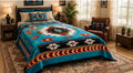 Turquoise Southwestern Geometric Luxury Plush Blanket – Colorful Tribal-Inspired Bedding