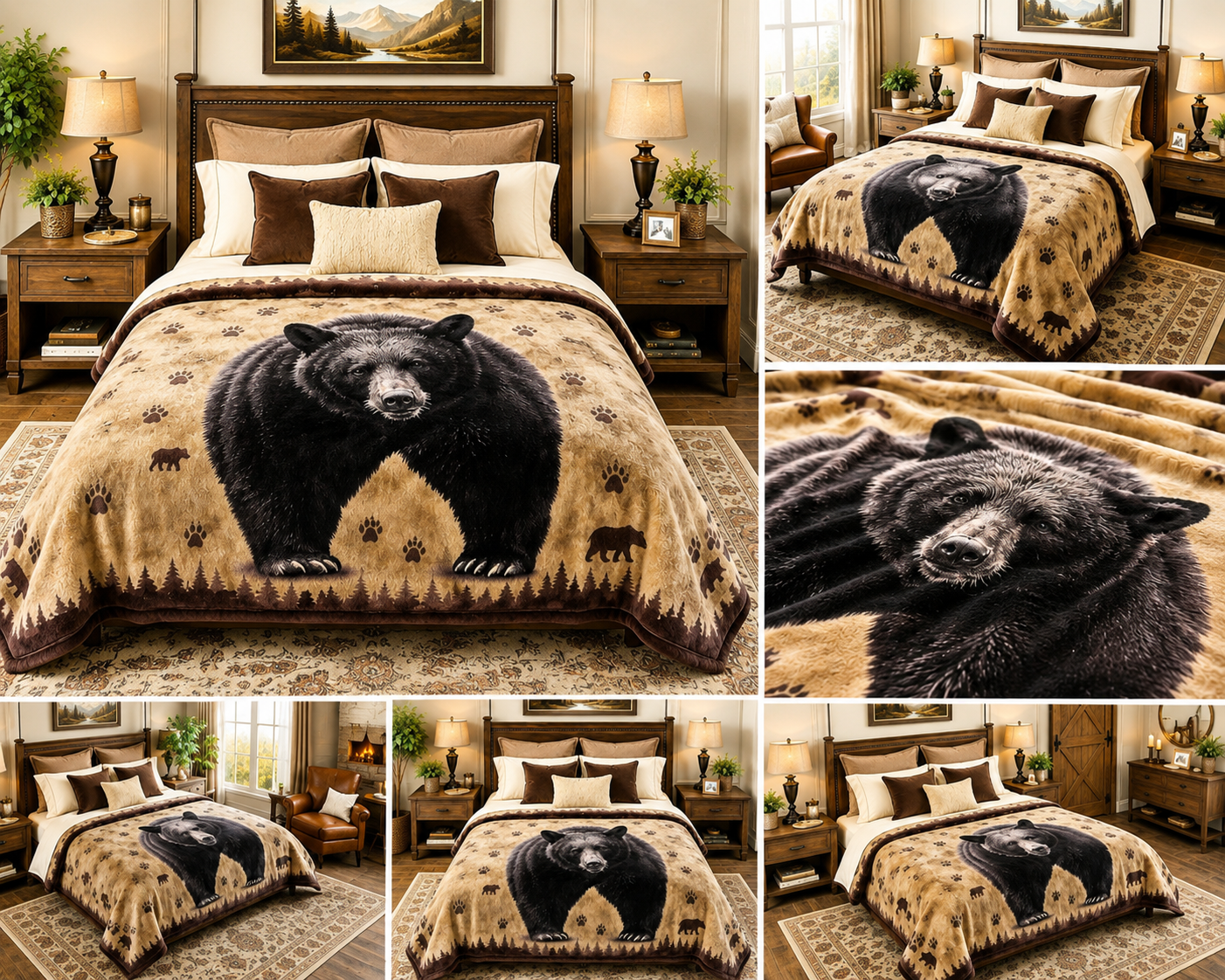 Majestic Black Bear Wilderness Luxury Plush Blanket