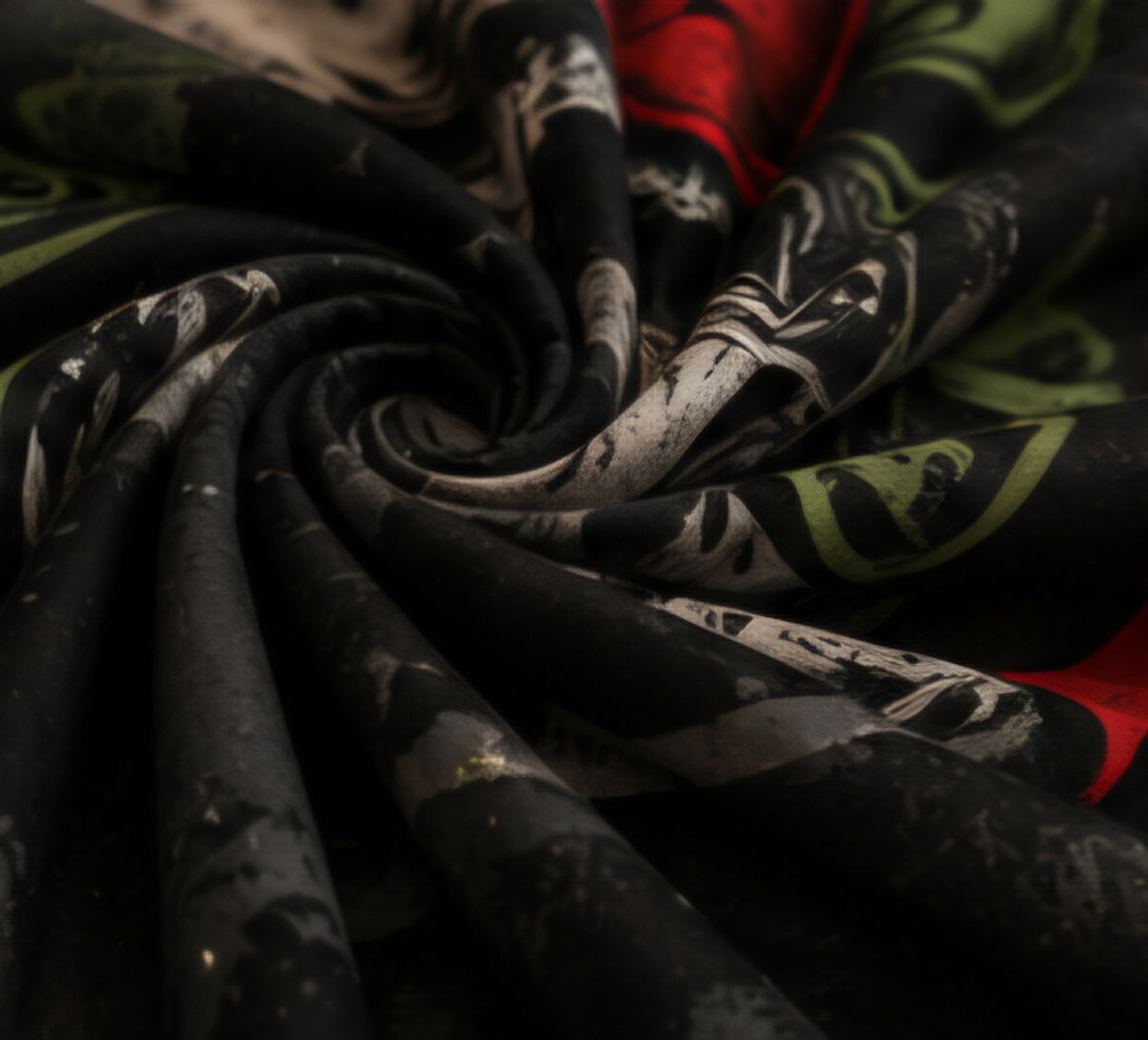 Dirty Hands Clean Money Skull Luxury Plush Blanket – Black Red & Green Urban Gothic Bedding