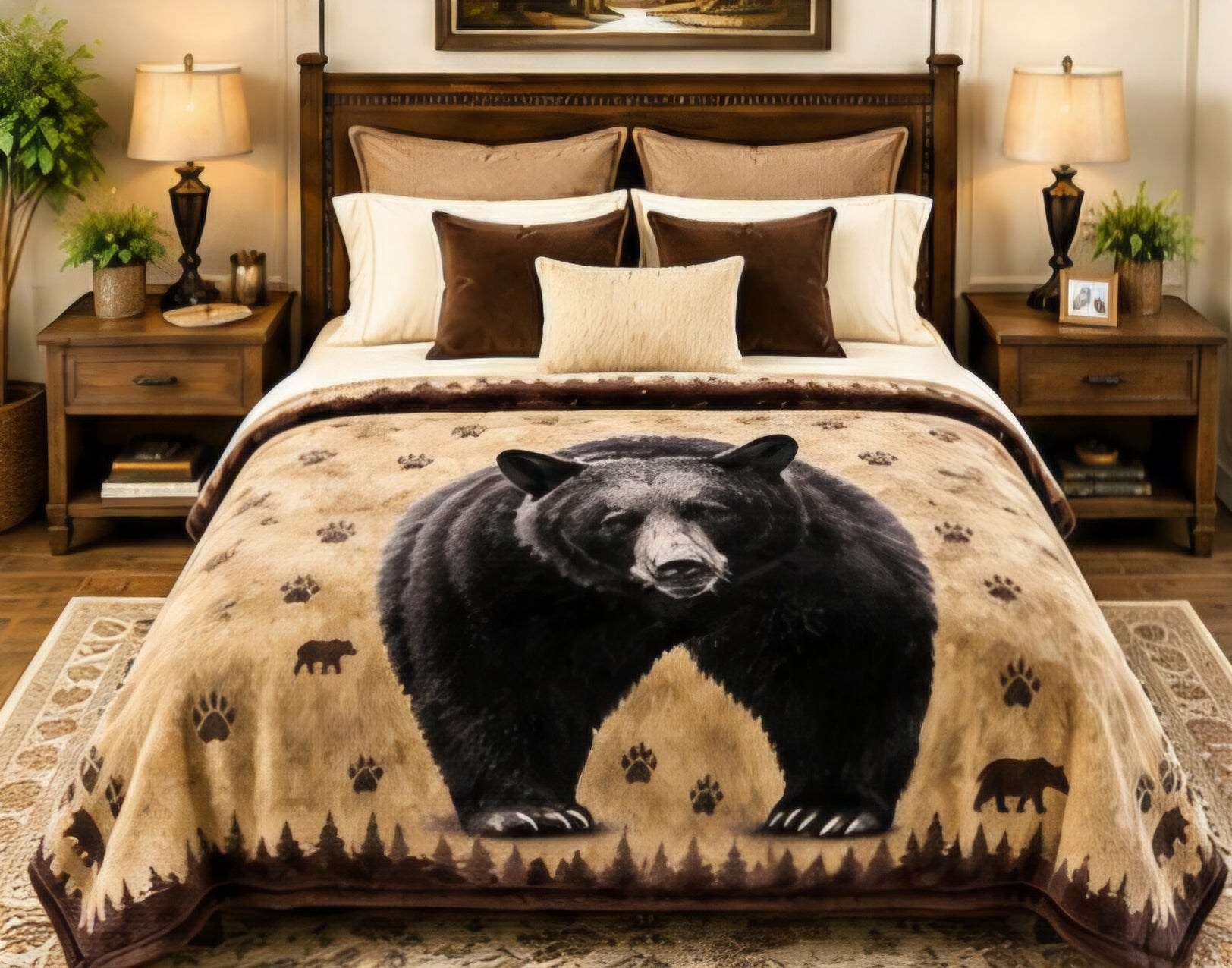 Majestic Black Bear Wilderness Luxury Plush Blanket