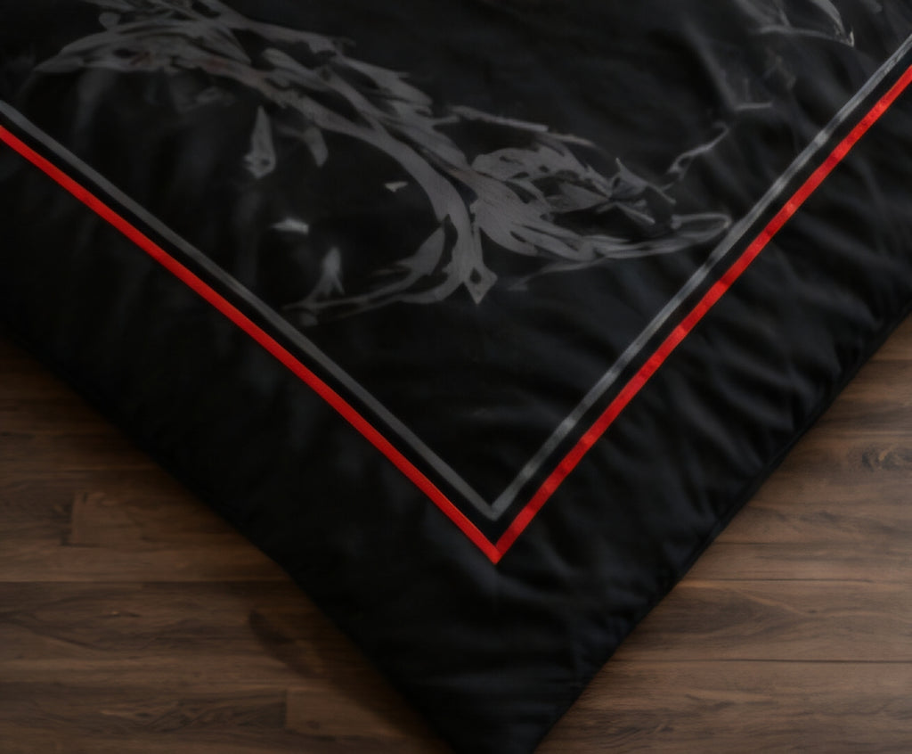 Black Skull & Red Roses Gothic Luxury Plush Blanket – Bold Dark Biker Style Bedding