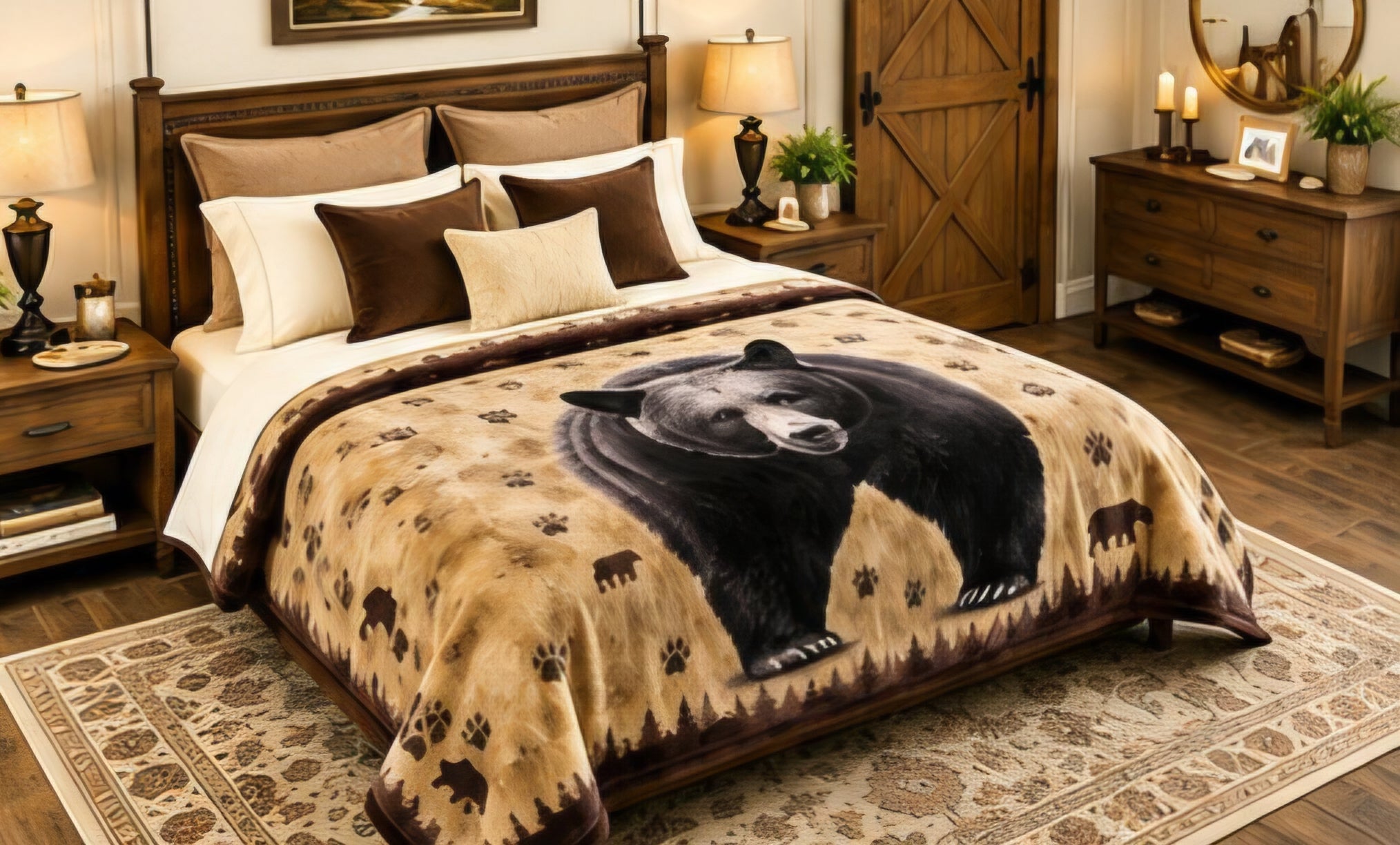 Majestic Black Bear Wilderness Luxury Plush Blanket
