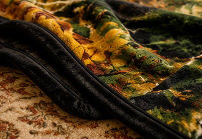 Black Bear Forest Wildlife Luxury Plush Blanket – Rustic Woodland Nature Bedding