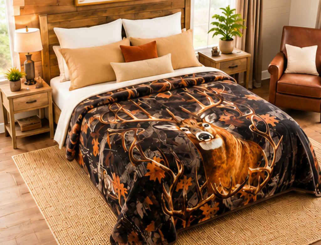 Majestic Deer & Autumn Forest Luxury Plush Blanket
