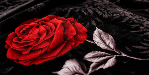 Black & Red Rose Floral Luxury Plush Blanket