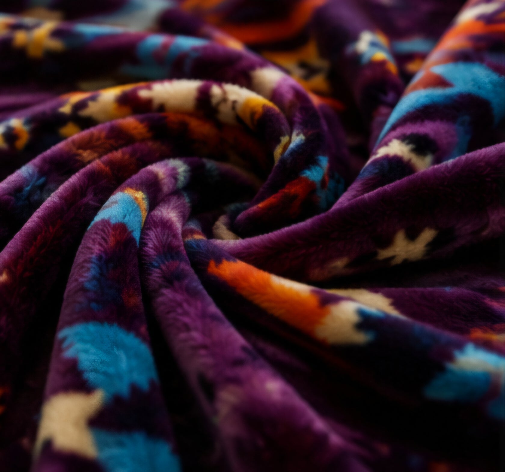 Purple Southwestern Geometric Luxury Plush Blanket – Colorful Tribal-Inspired Design