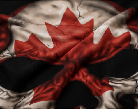 Canadian Skull Comforter Set – Red & White Maple Leaf Biker Style Bedding