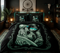 Mystic Dreamcatcher Woman Comforter Set – Black & Turquoise Spiritual Art Bedding