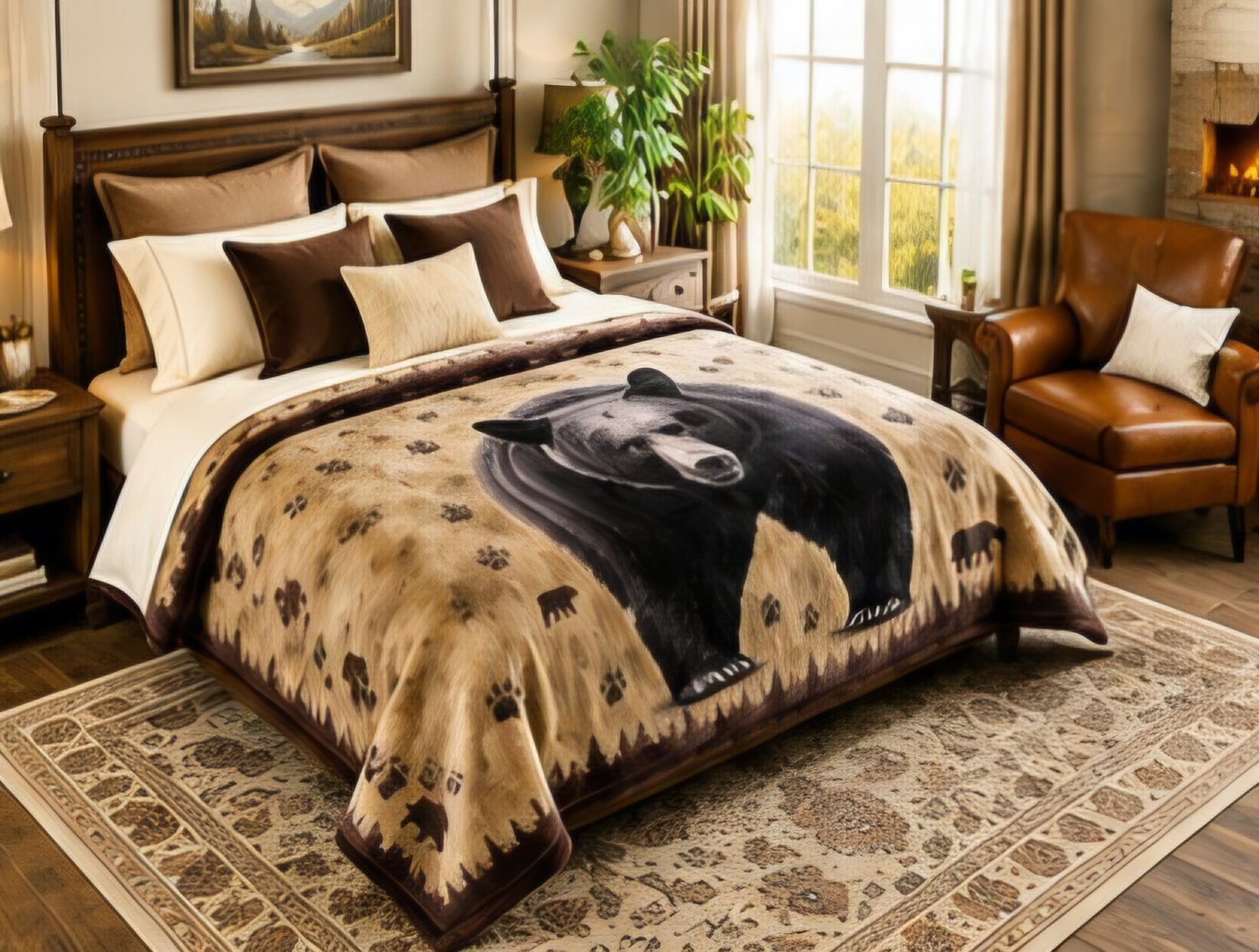 Majestic Black Bear Wilderness Luxury Plush Blanket
