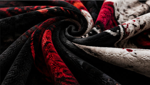 Dark Red & Black Horror Clown Luxury Plush Blanket – Gothic Scary Character Bedding