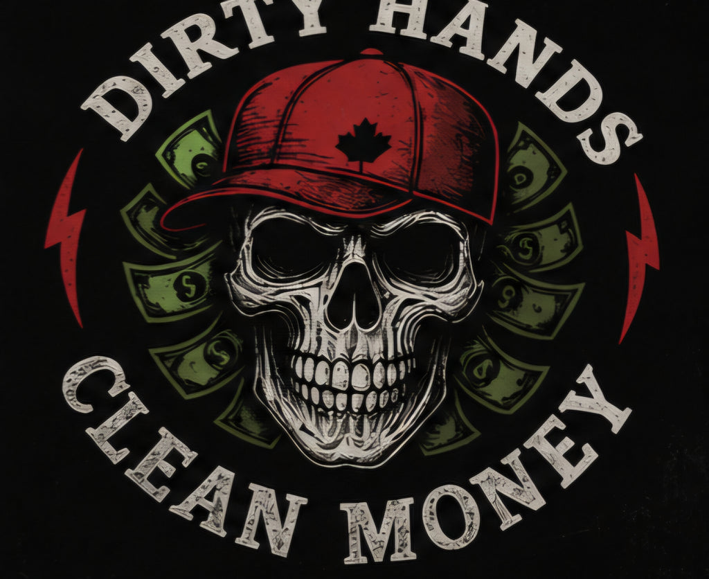 Dirty Hands Clean Money Skull Luxury Plush Blanket – Black Red & Green Urban Gothic Bedding
