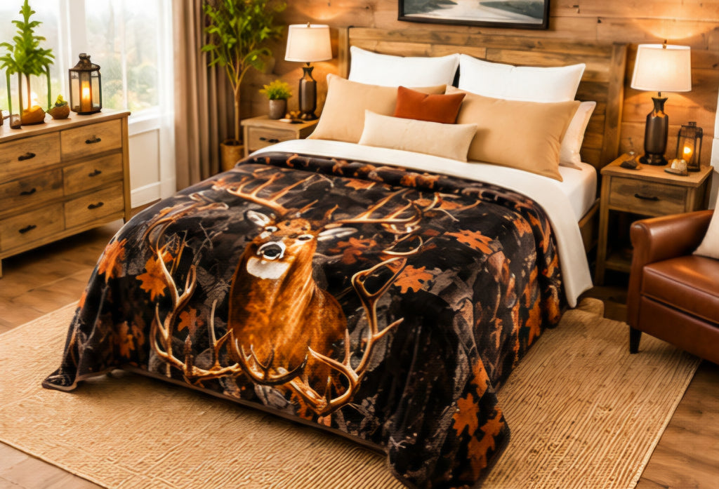 Majestic Deer & Autumn Forest Luxury Plush Blanket