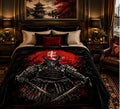 Crimson Samurai Warrior Japanese Luxury Plush Blanket