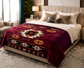 Burgundy Southwestern Geometric Luxury Plush Blanket