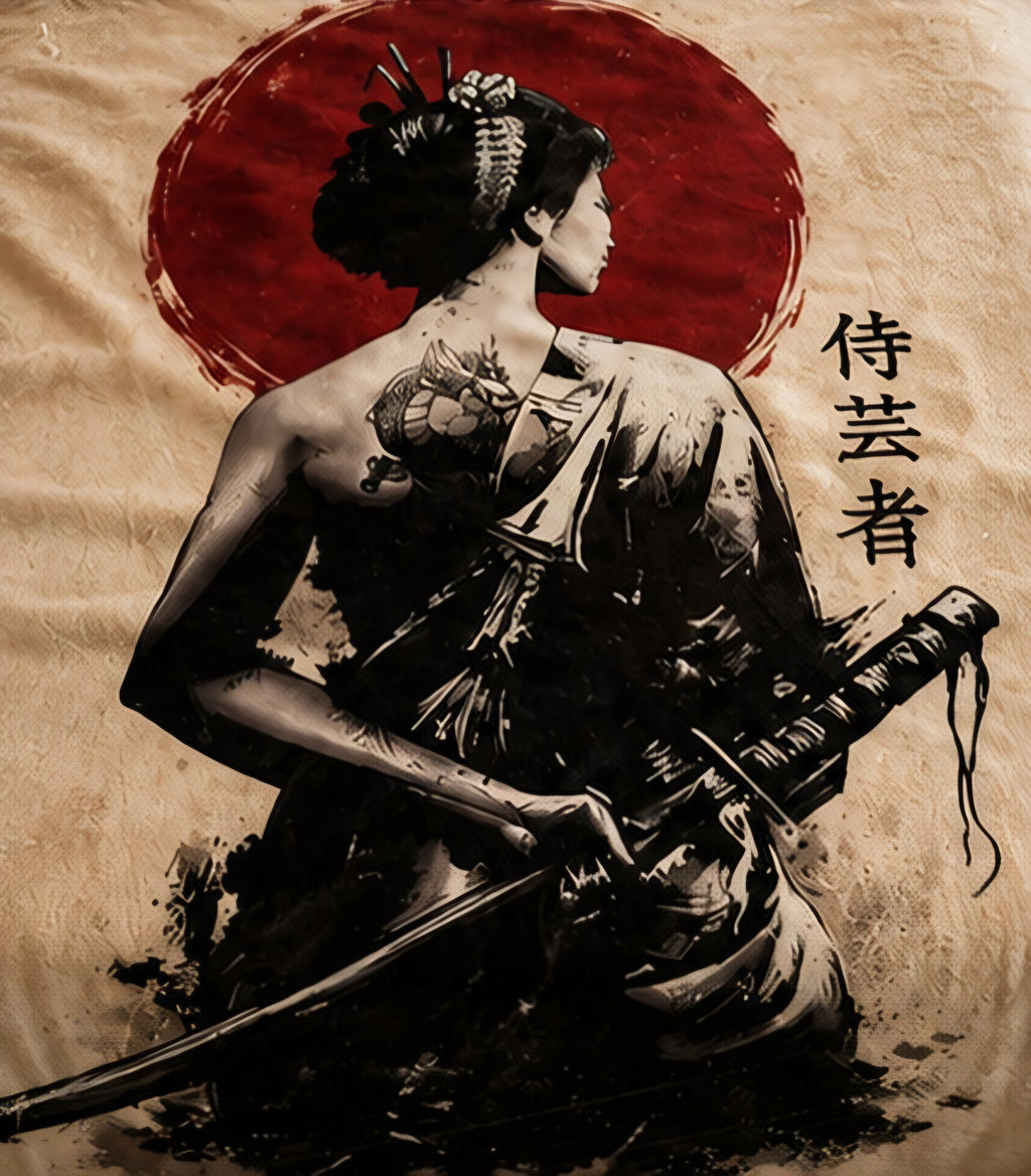 Japanese Samurai Red Sun Luxury Plush Blanket