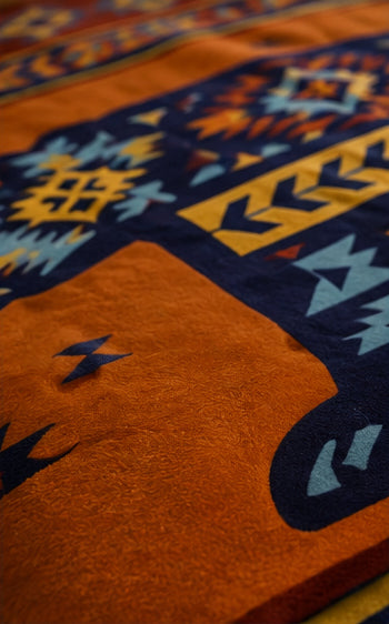 Southwestern Bear Geometric Luxury Plush Blanket – Rustic Tribal-Inspired Design