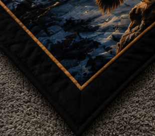 Majestic Wolf Under Full Moon Mountain Night Luxury Plush Blanket – Dark Blue Wildlife Bedding